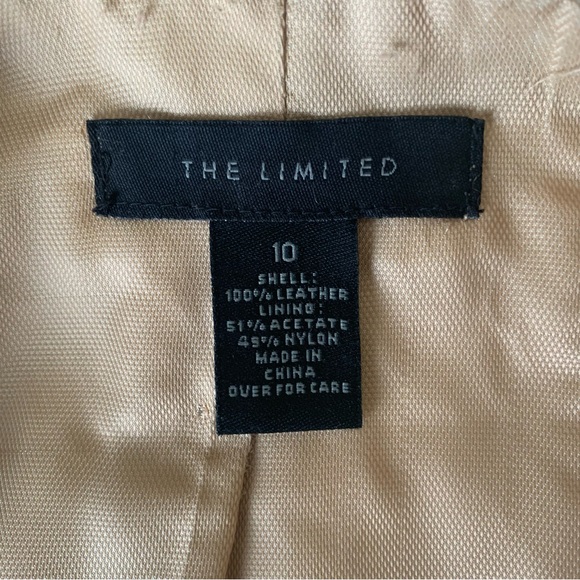 Vintage 90s Y2k The Limited Beige Leather Blazer Jacket - Picture 13 of 13